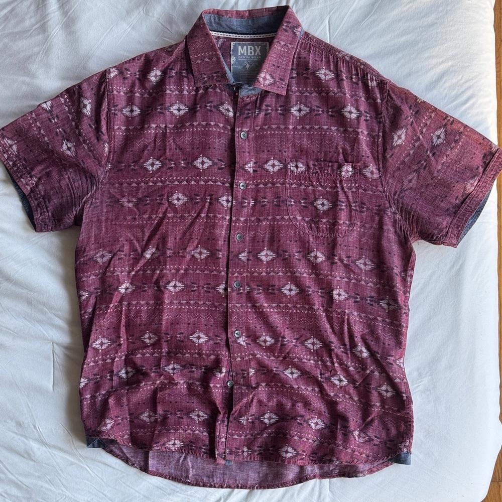 MBX Men's Maroon Patterned Casual Shirt